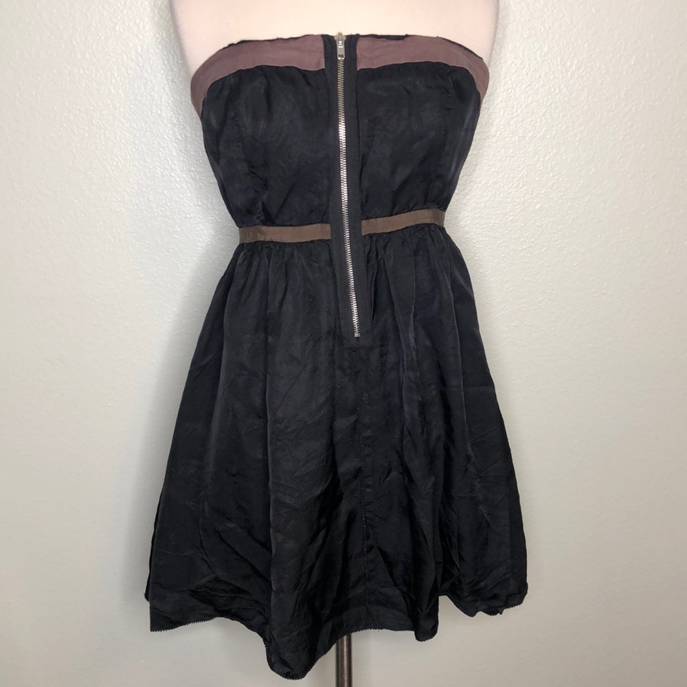 Free People Black & Brown Strapless Babydoll Sz 8